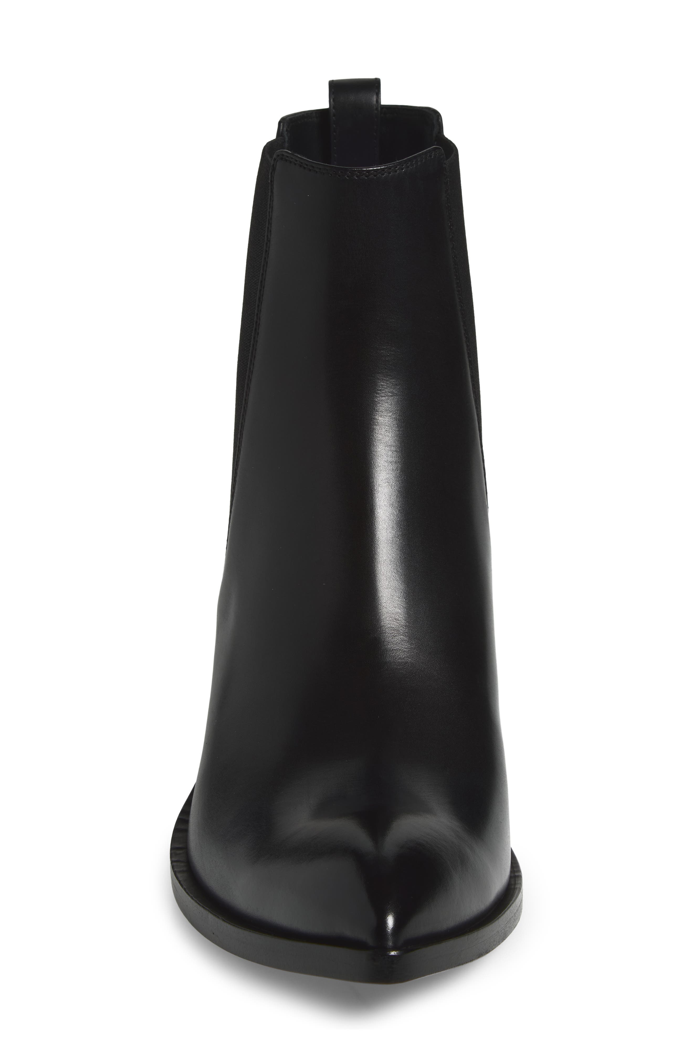 Dagger Burnished Leather Pointed Toe Chelsea Boot, Alternate, color, NAA BLACK