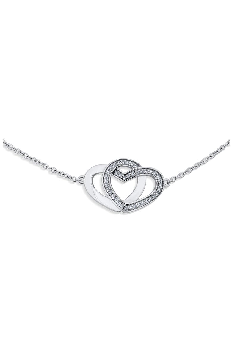 Romantic Pavé Cubic Zirconia Heart Anklet, Alternate, color, SILVER