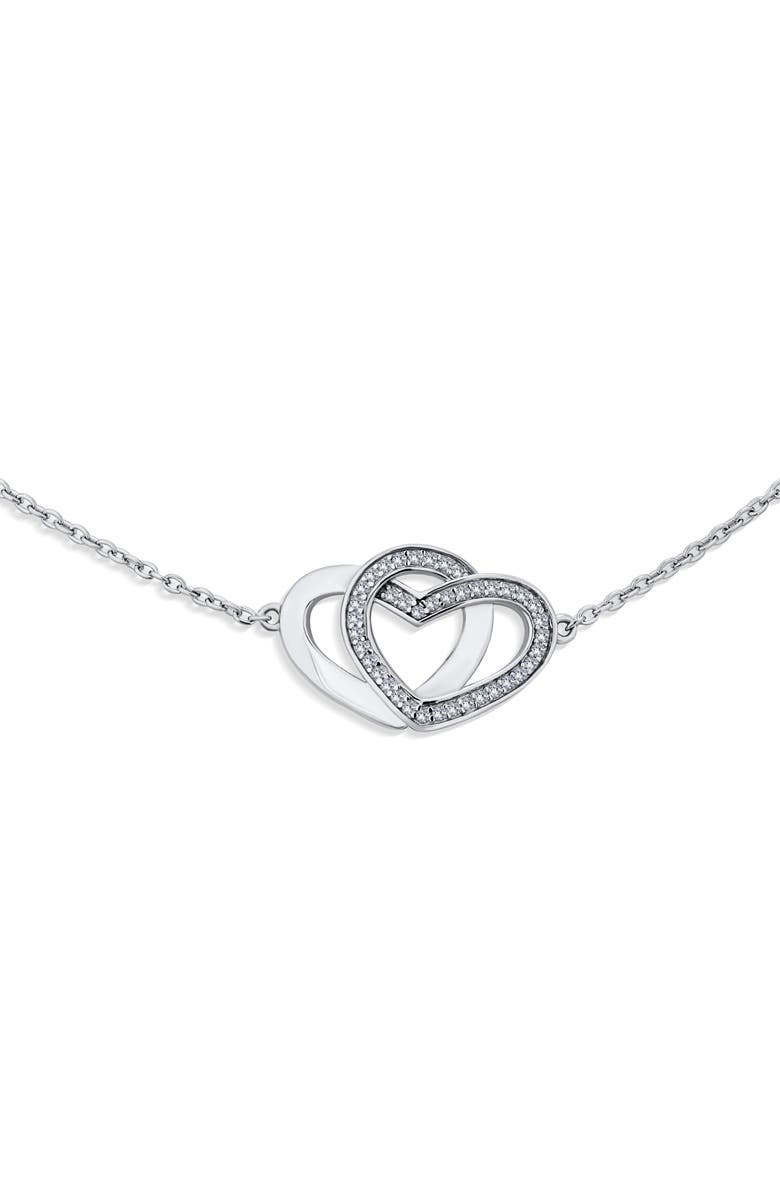 BLING JEWELRY Romantic Pavé Cubic Zirconia Heart Anklet, Alternate, color, 
