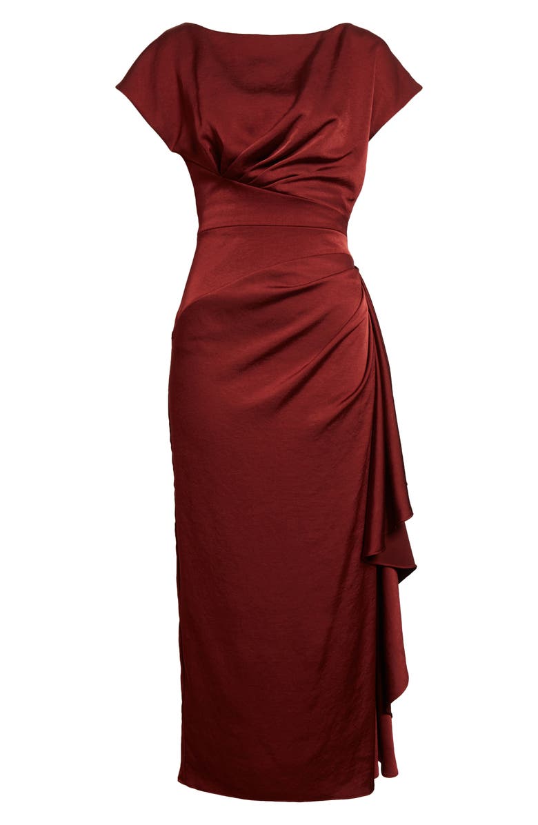 Lela Rose Florence Ruched Satin Dress, Alternate, color,