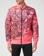 PHILIPP PLEIN Satin Bomber Skeleton Tattoo Men