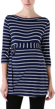 Kimi & Kai Whitney Striped Boatneck Maternity Top
