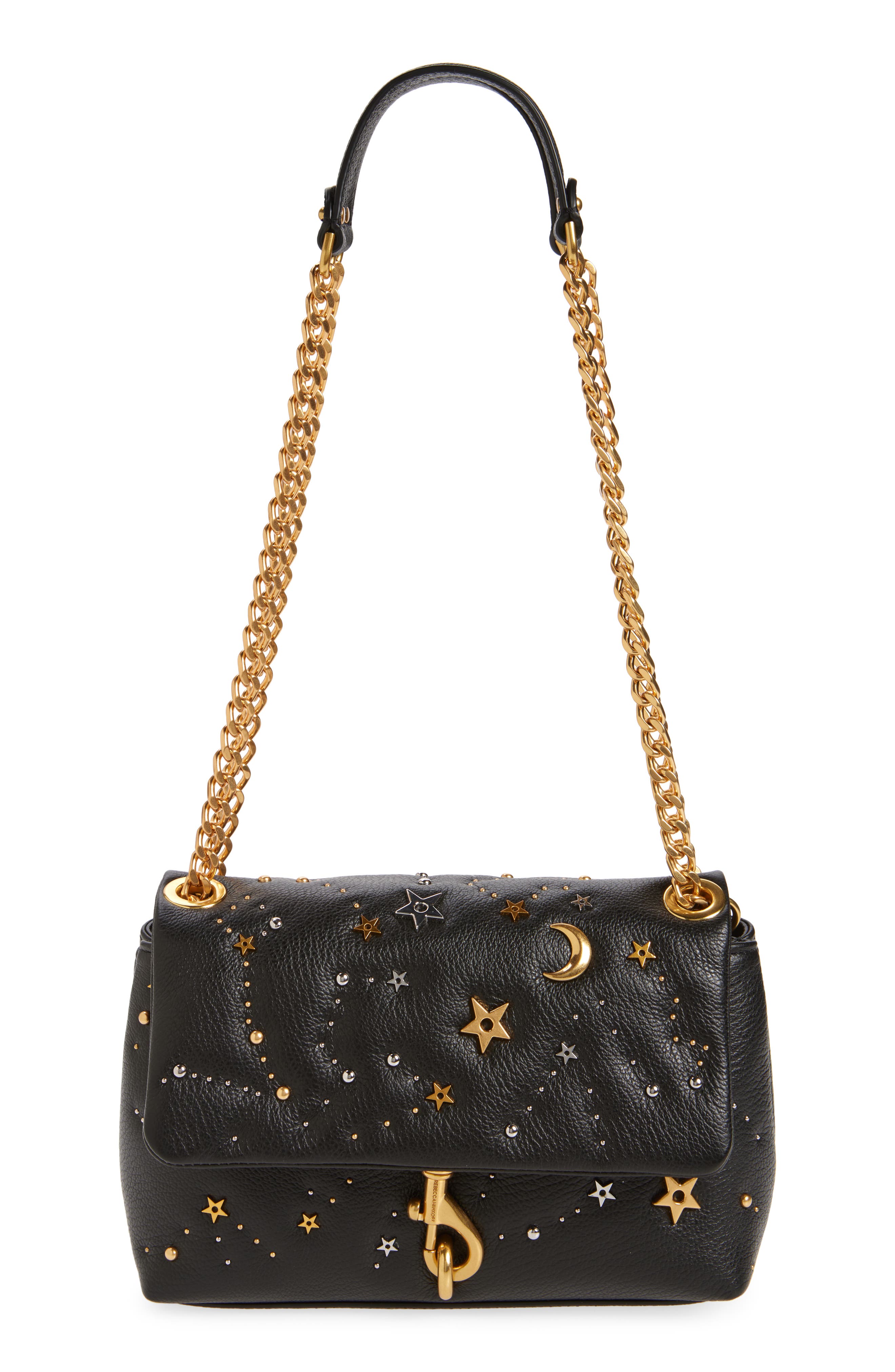 Rebecca Minkoff Edie Celestial Studded Leather Shoulder Bag, Main, color, 