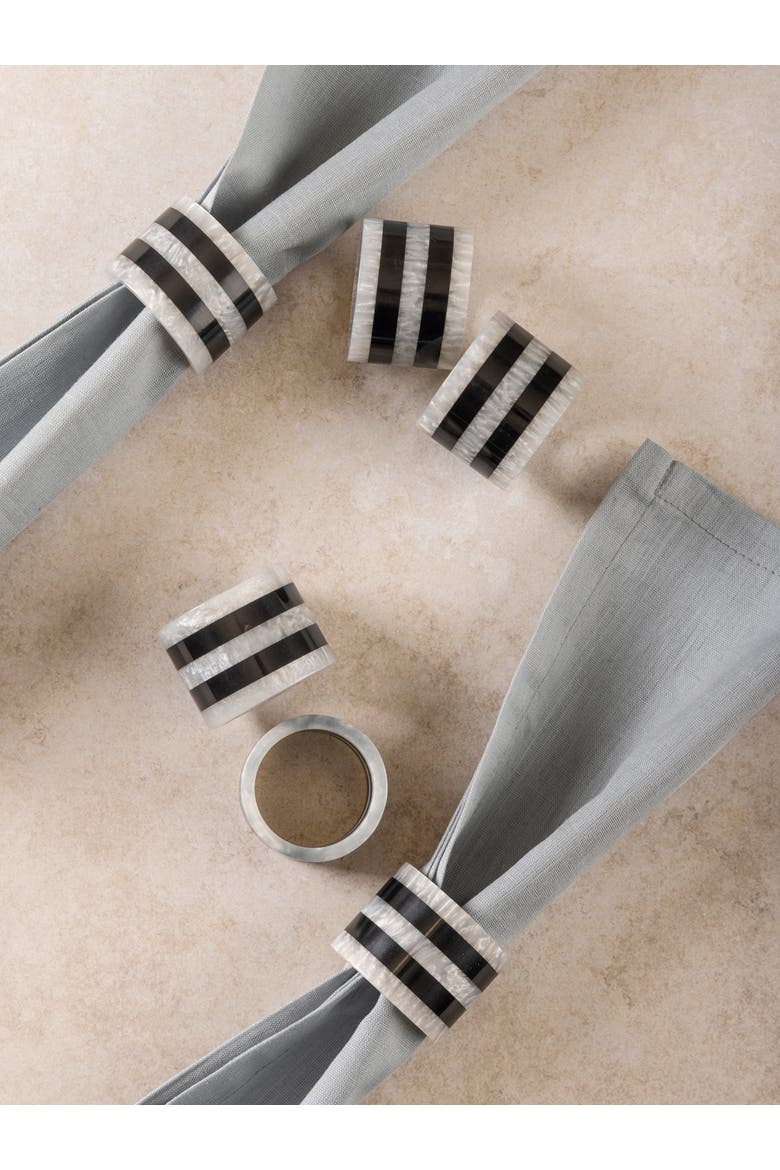 Panama Resin Napkin Rings, Alternate, color, Black & Ivory