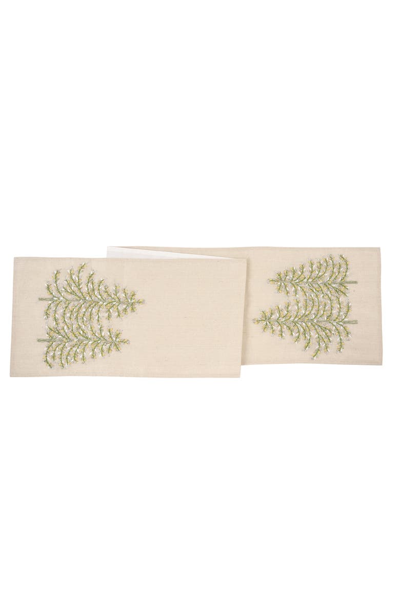 C&F Home Winter Garden Evergreen Trees Cotton Blend Table Runner Christmas Table Runner 13" x 72", Main, color, Brown