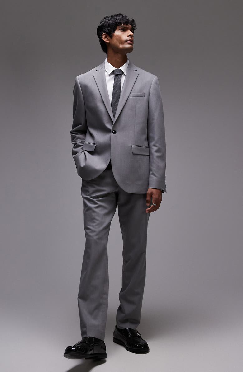 Topman Slim Fit Grey Stretch Suit Jacket, Alternate, color, Grey