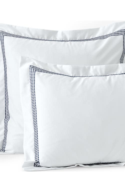 Lands' End 400 Thread Count Premium Supima Cotton No Iron Sateen Embroidered Pillow Sham In Deep Sea Navy Dots