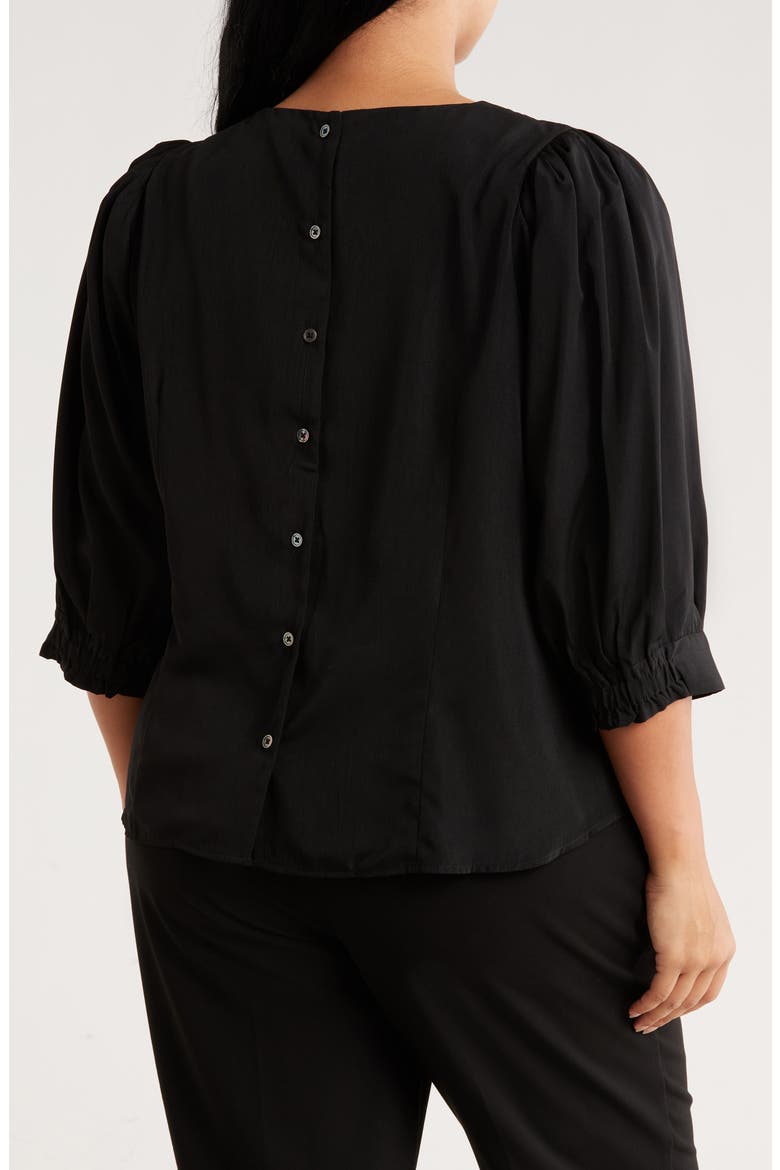 Three Quarter Sleeve Top, Alternate, color, BLACK