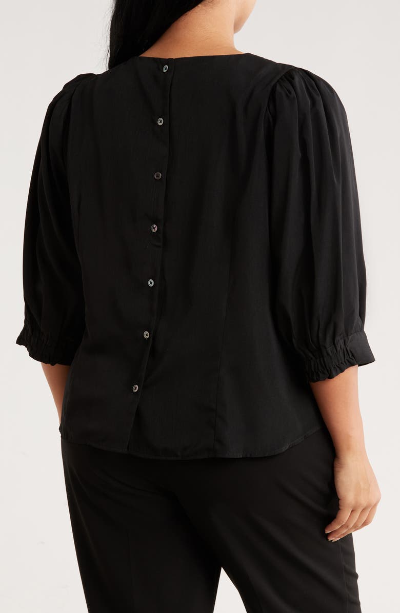 T Tahari Three Quarter Sleeve Top, Alternate, color, Black