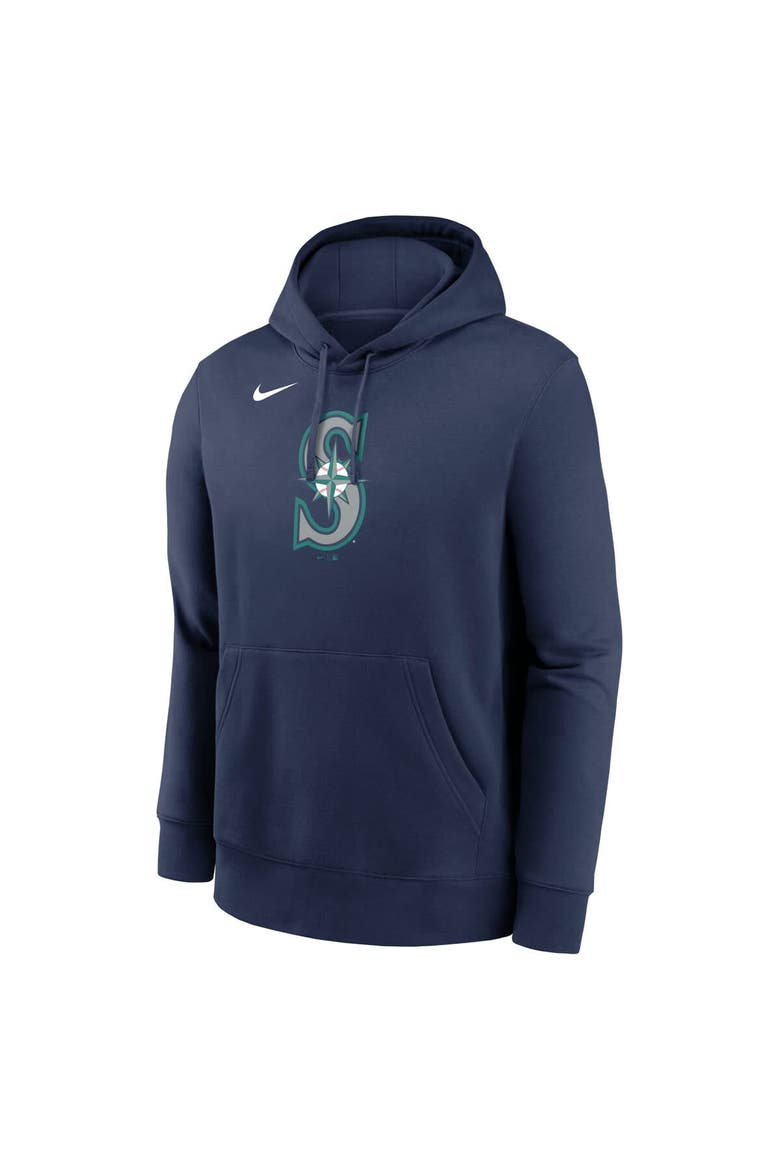 Men's Nike Navy Seattle Mariners Logo Club Fleece Pullover Hoodie, Alternate, color, Navy