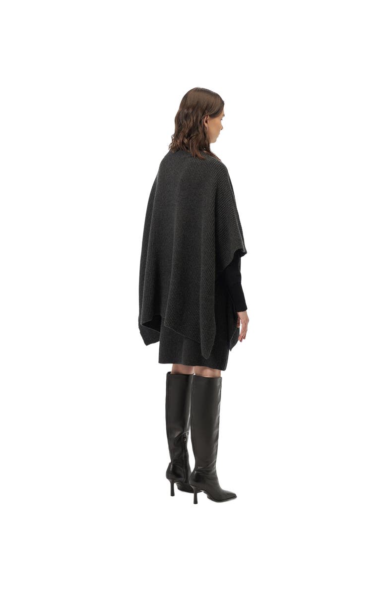 GOBI Mongolian Cashmere Rib-Knit Cashmere Poncho, Alternate, color, Charcoal