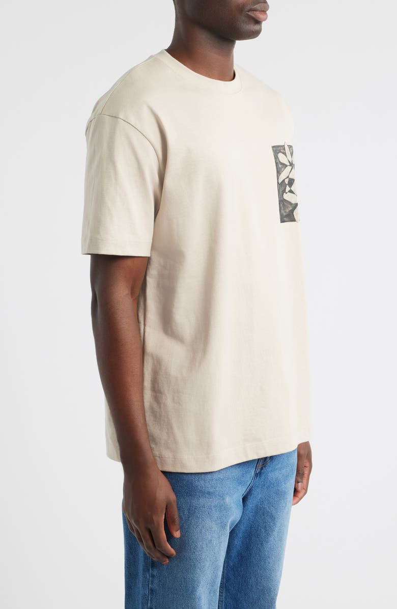 Topman Oversize Floral Graphic Cotton T-Shirt, Alternate, color, Stone