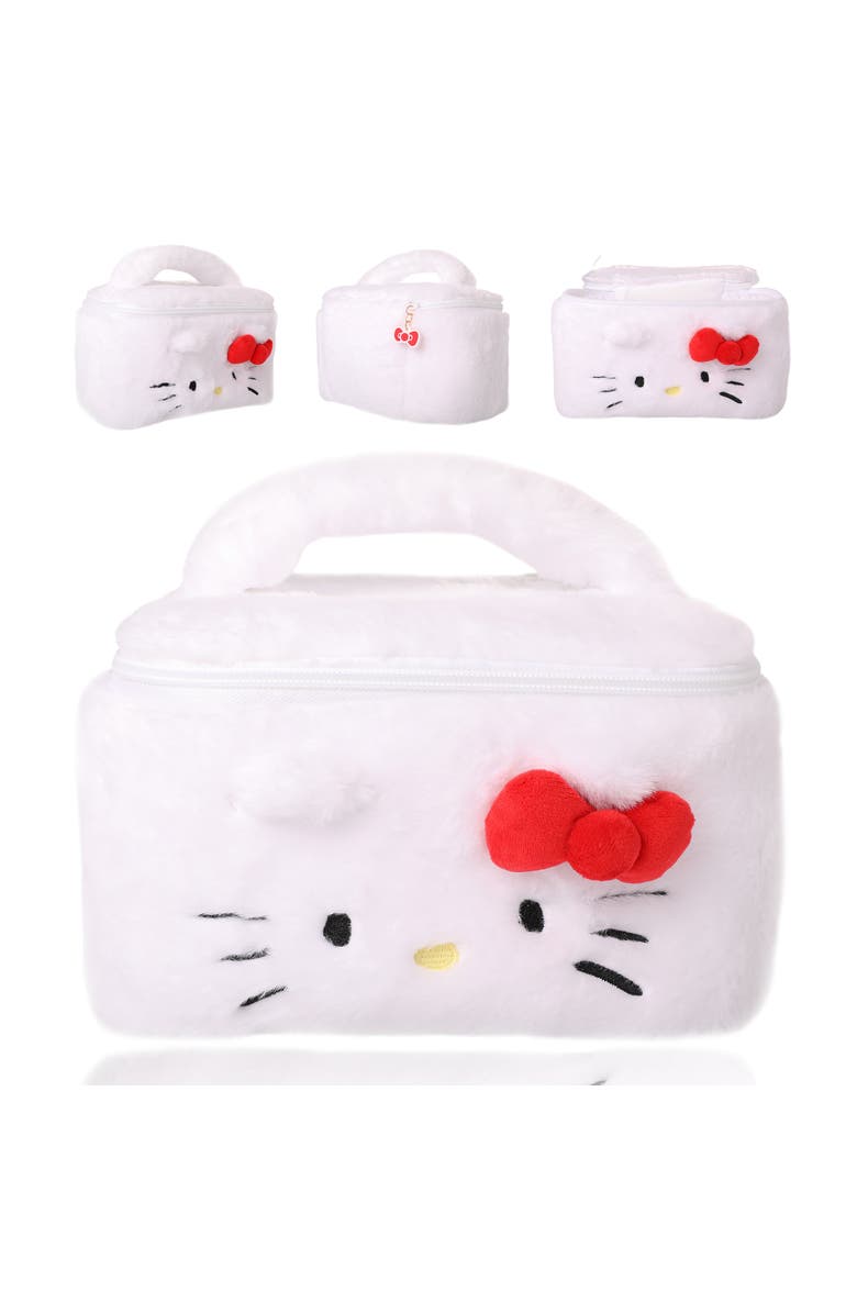 Hello Kitty Fluffy Travel Cosmetic Bag, Main, color, White