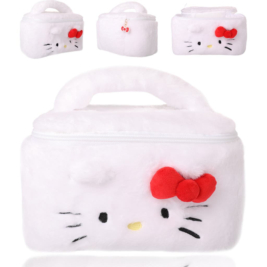 Hello Kitty Fluffy Travel Cosmetic Bag In White