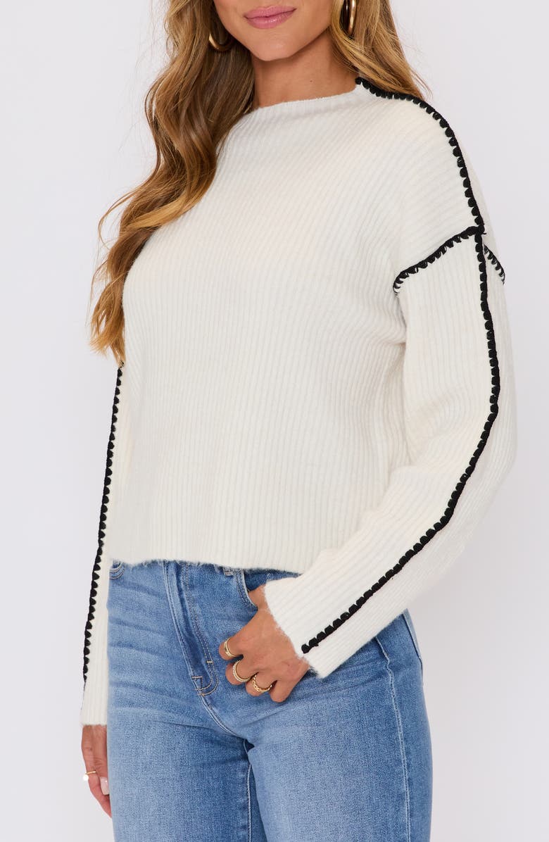 VICI Collection Terra Contrast Stitch Sweater, Alternate, color, Cream Black