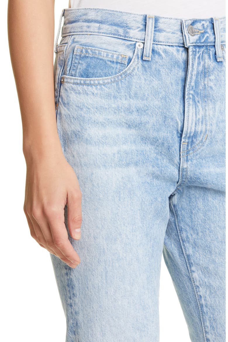 Carly Super High Waist Raw Hem Ankle Kick Flare Jeans, Alternate, color, PEBBLE STONE