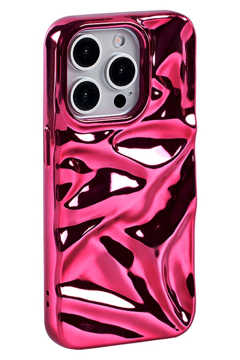Fuchsia Crinkle iPhone 15 Pro Max Case, Alternate, color, FUCHSIA