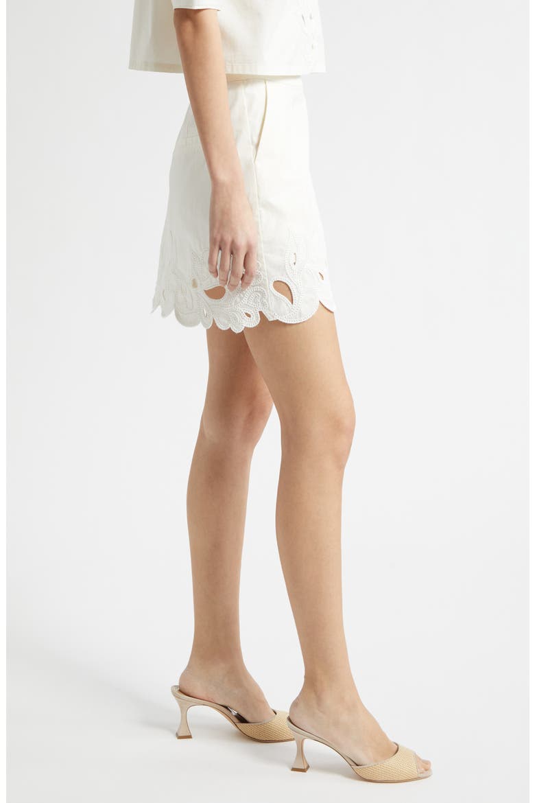 Paisley Bloom Embroidered Miniskirt, Alternate, color, CREAM/WHITE