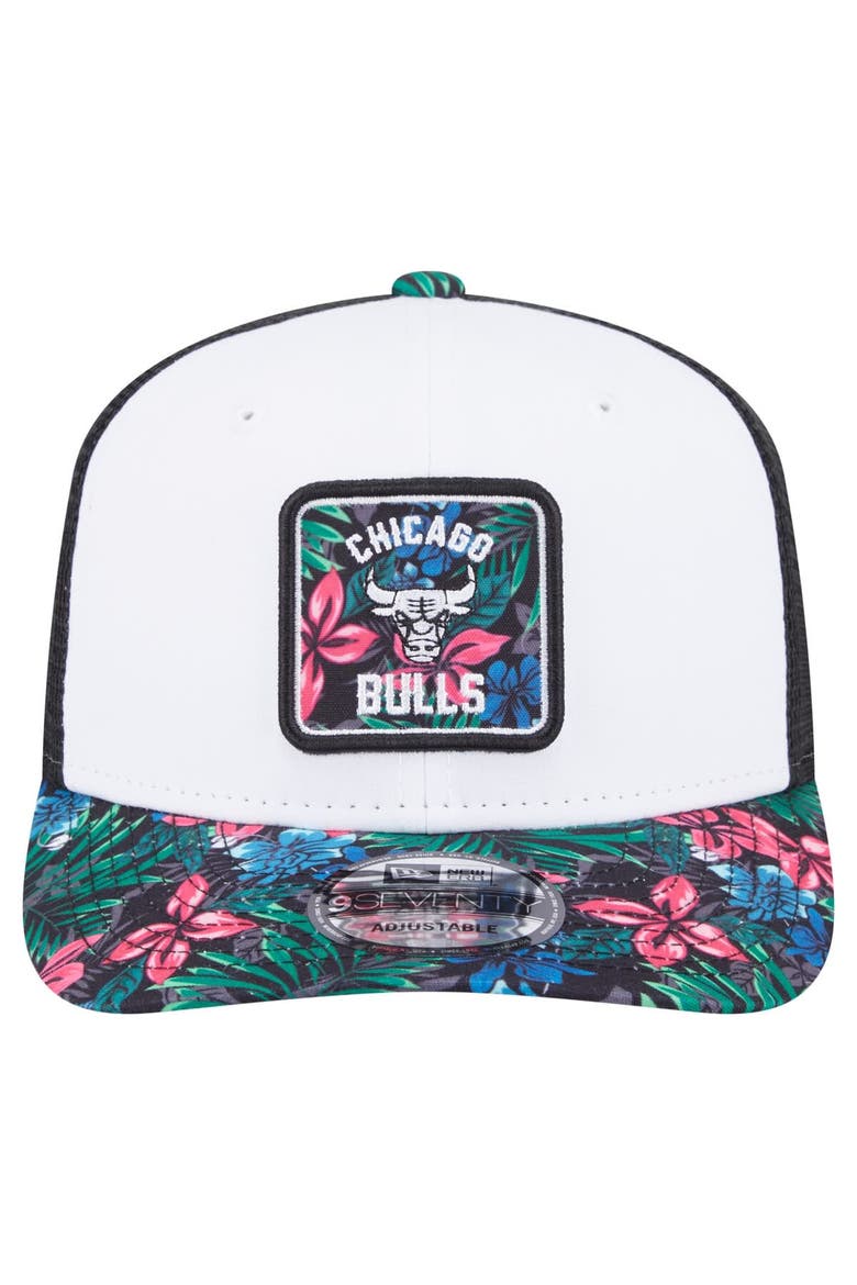 Men's New Era  White Chicago Bulls Floral 9SEVENTY Adjustable Hat, Alternate, color, White