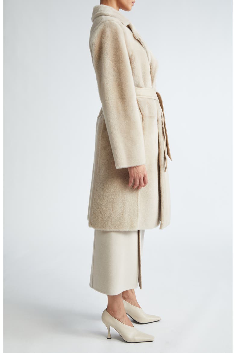 Ulzio Belted Camel & Mohair Coat, Alternate, color, SAND