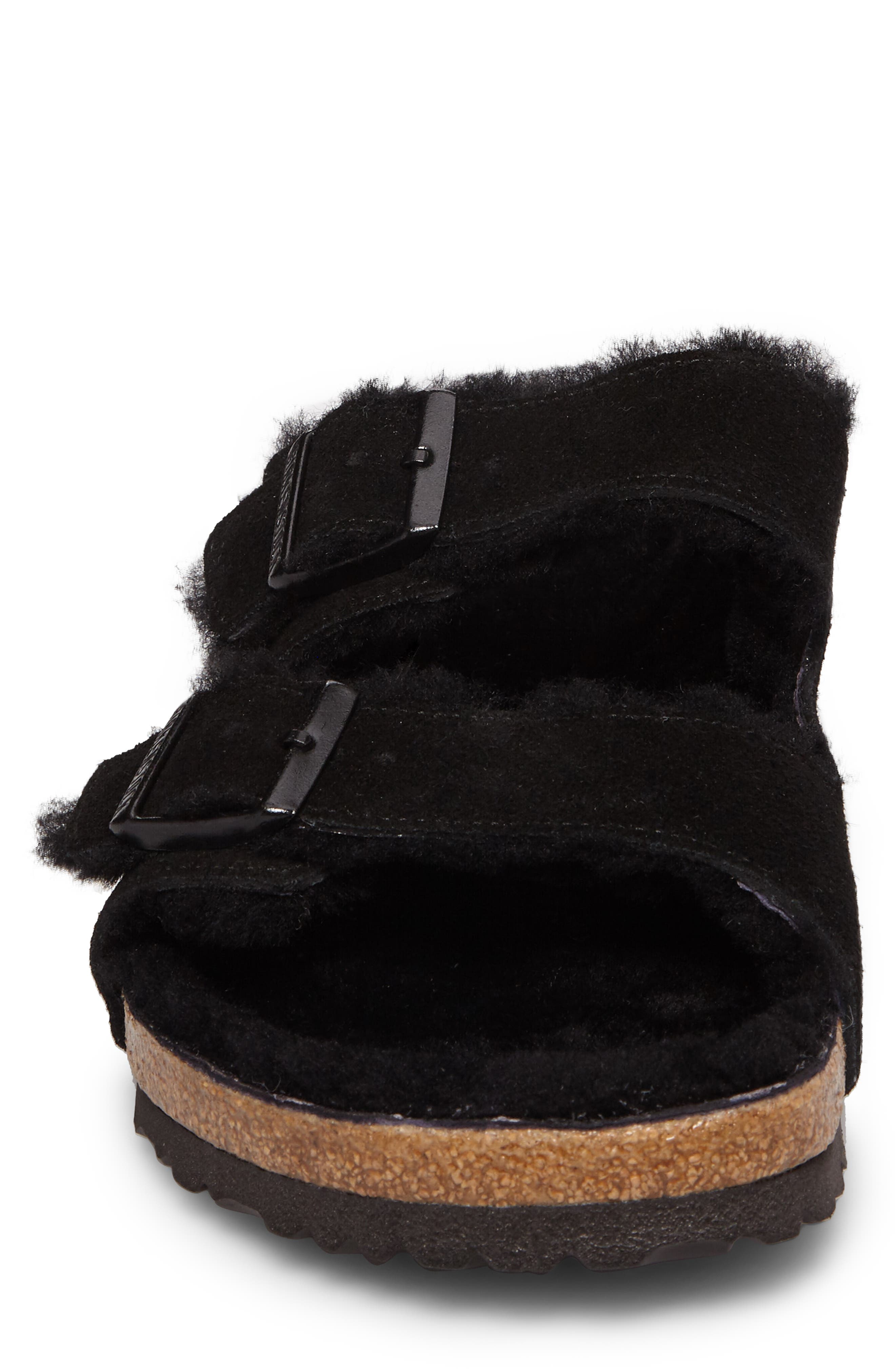 Arizona Slide Sandal with Genuine Shearling, Alternate, color, BLACK