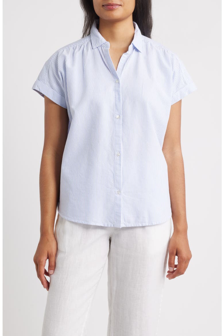 Jamie Stripe Short Sleeve Cotton Shirt, Main, color, STUDIO BLUE