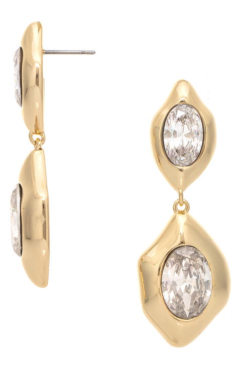 Organic Shaped Cubic Zirconia Drop Earrings