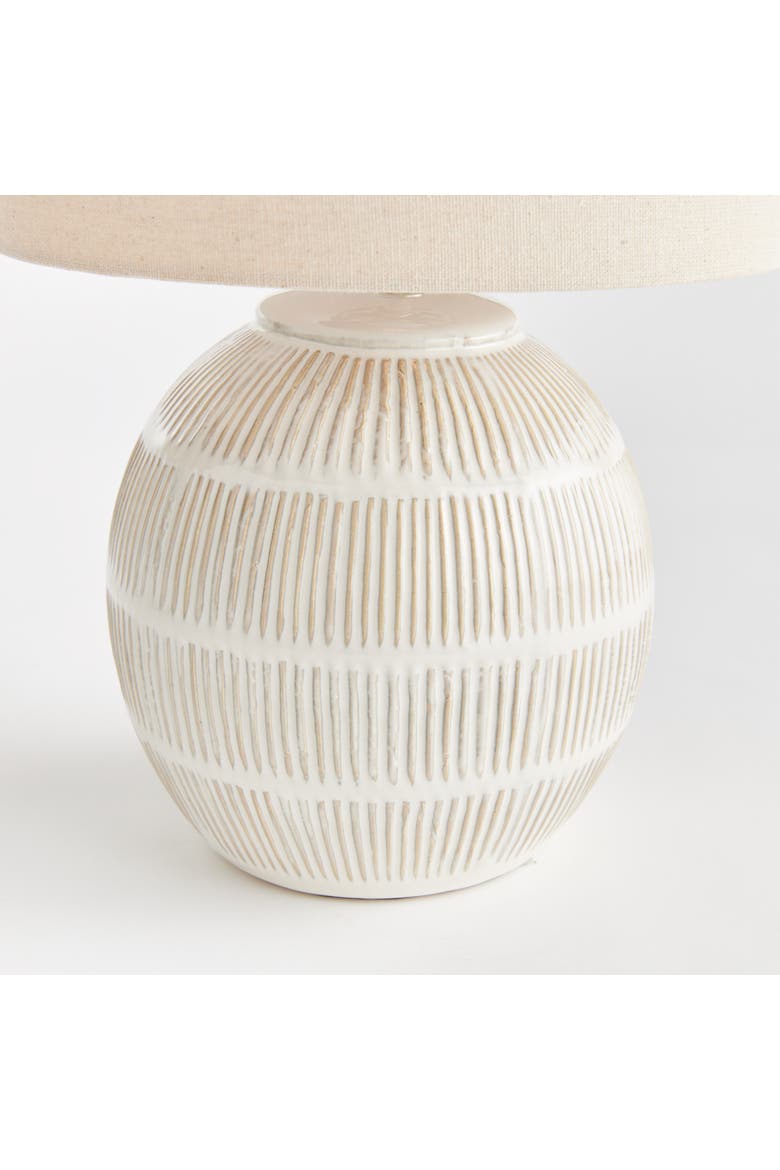 Antoni Hatch Mark Pattern Decorative Contemporary Table Lamp w/ Linen Shade, Alternate, color, White