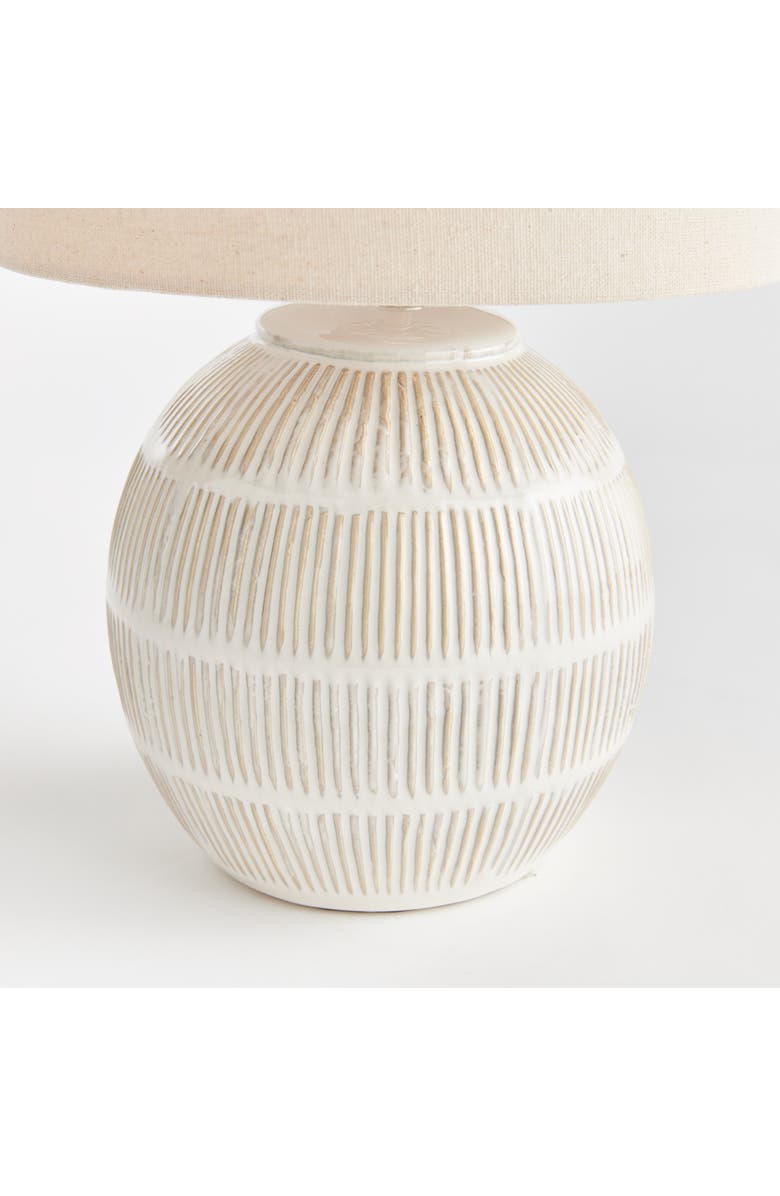 Napa Home & Garden Antoni Hatch Mark Pattern Decorative Contemporary Table Lamp w/ Linen Shade, Alternate, color, White