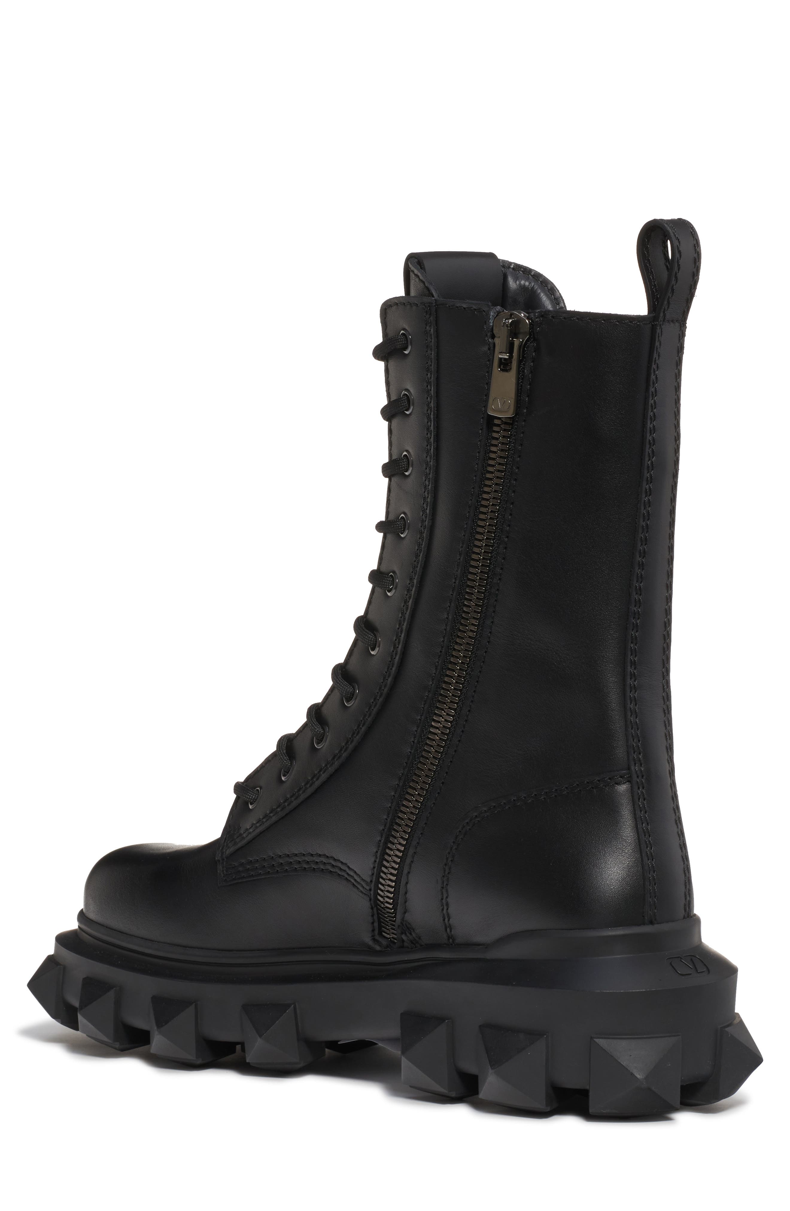 Valentino Garavani Trackstud Combat Boot, Alternate, color, 