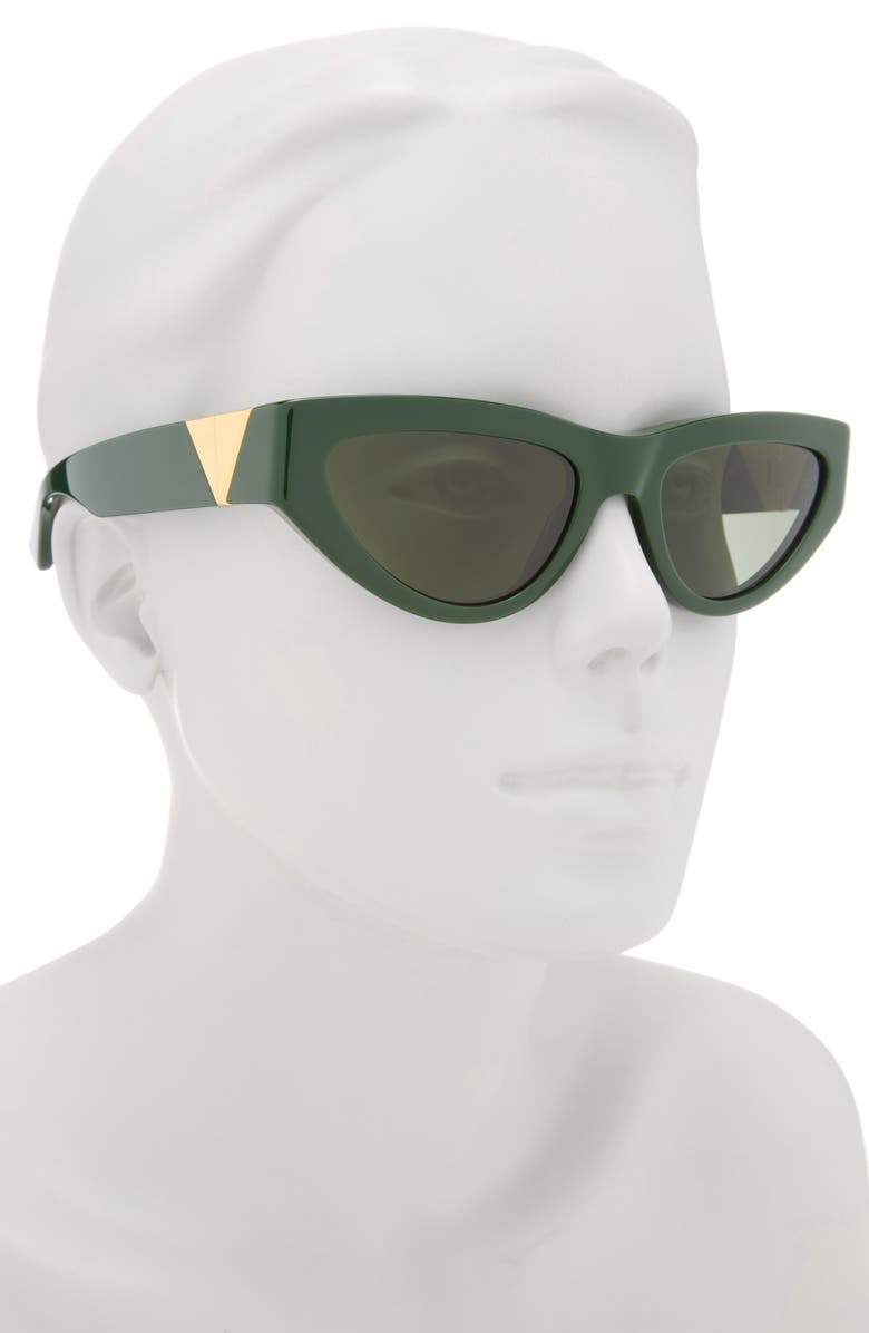 Bottega Veneta 55mm Cat Eye Sunglasses, Alternate, color, Green Green Green