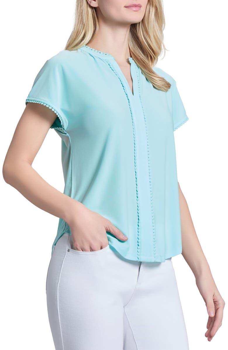 Jones New York Lace Trim V-Neck Top, Alternate, color,