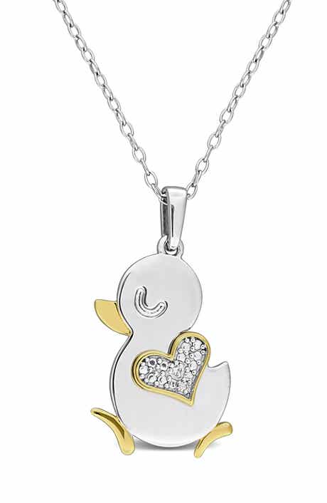 DELMAR Diamond Accent Heart Duck Pendant Necklace