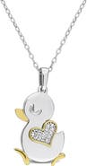 DELMAR Diamond Accent Heart Duck Pendant Necklace