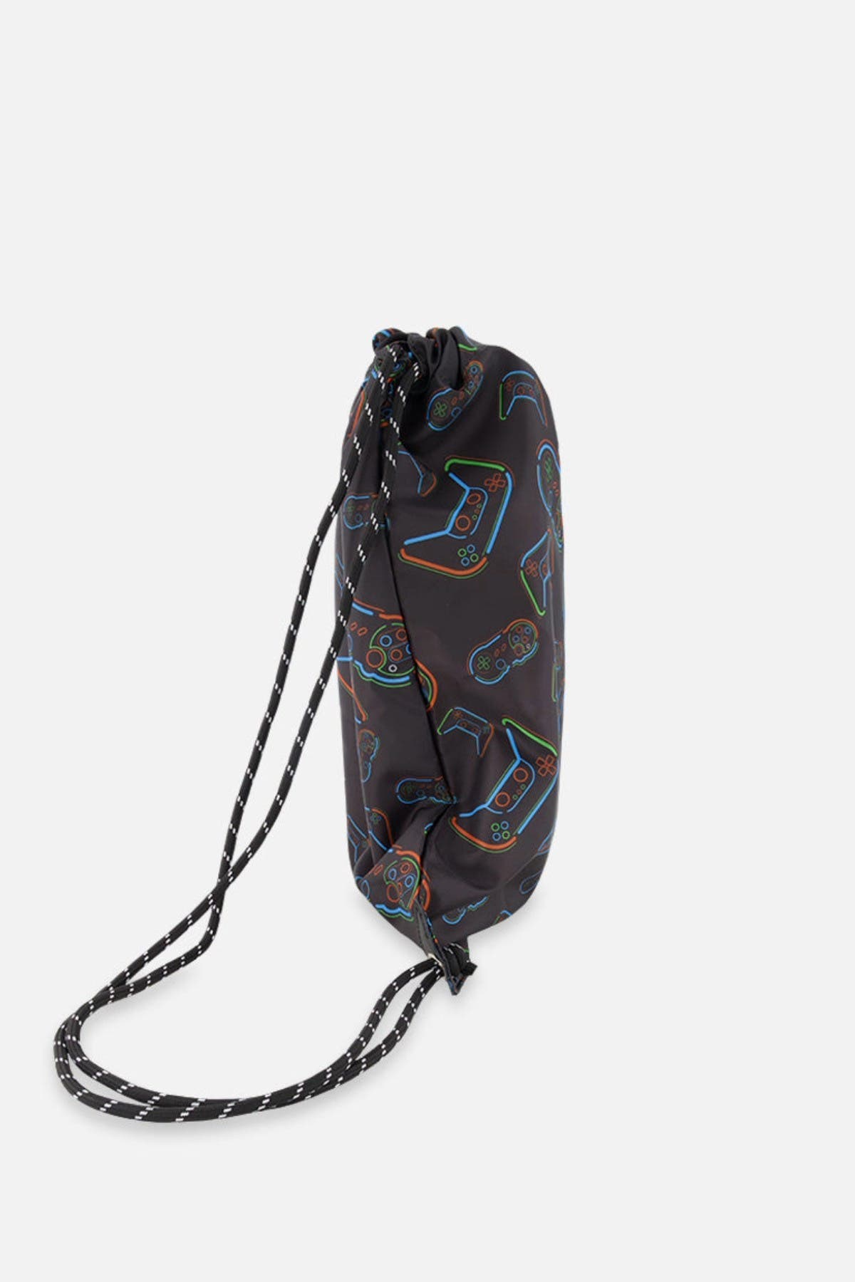Deux par Deux Controller Lightweight Durable Drawstring Bag, Alternate, color, Black Printed Controller