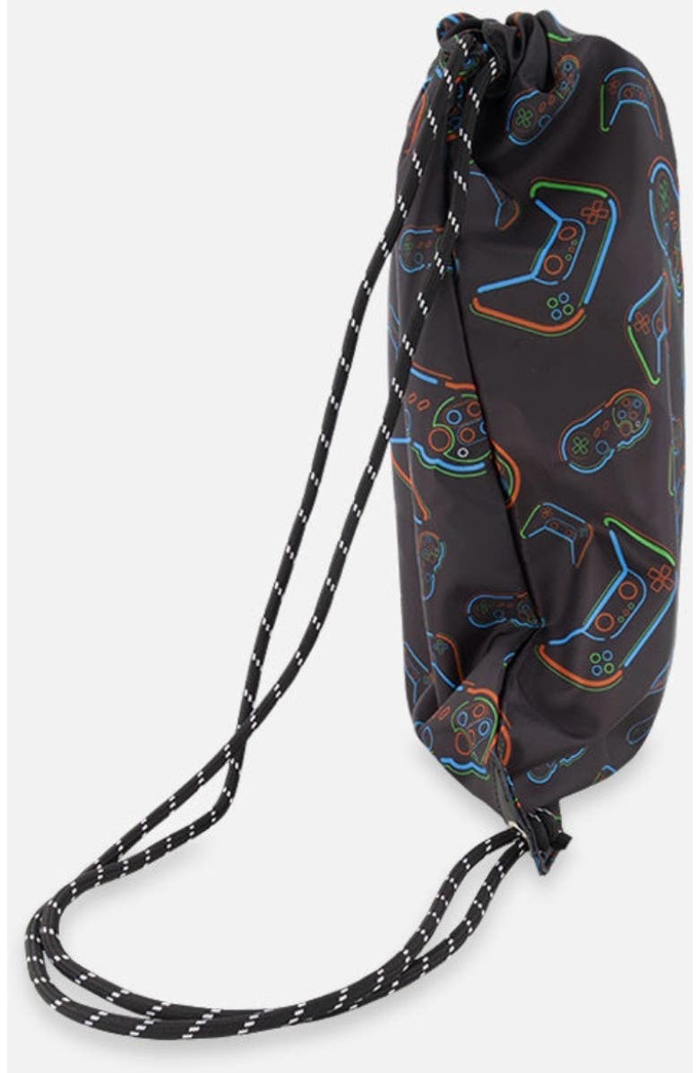 Deux par Deux Controller Lightweight Durable Drawstring Bag, Alternate, color, Black Printed Controller