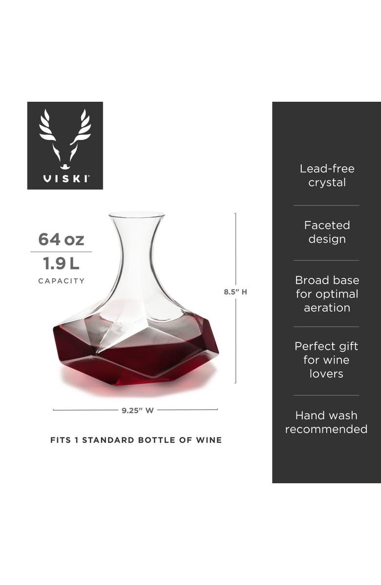 Viski Seneca Crystal Faceted Wine Decanter, Alternate, color, Clear