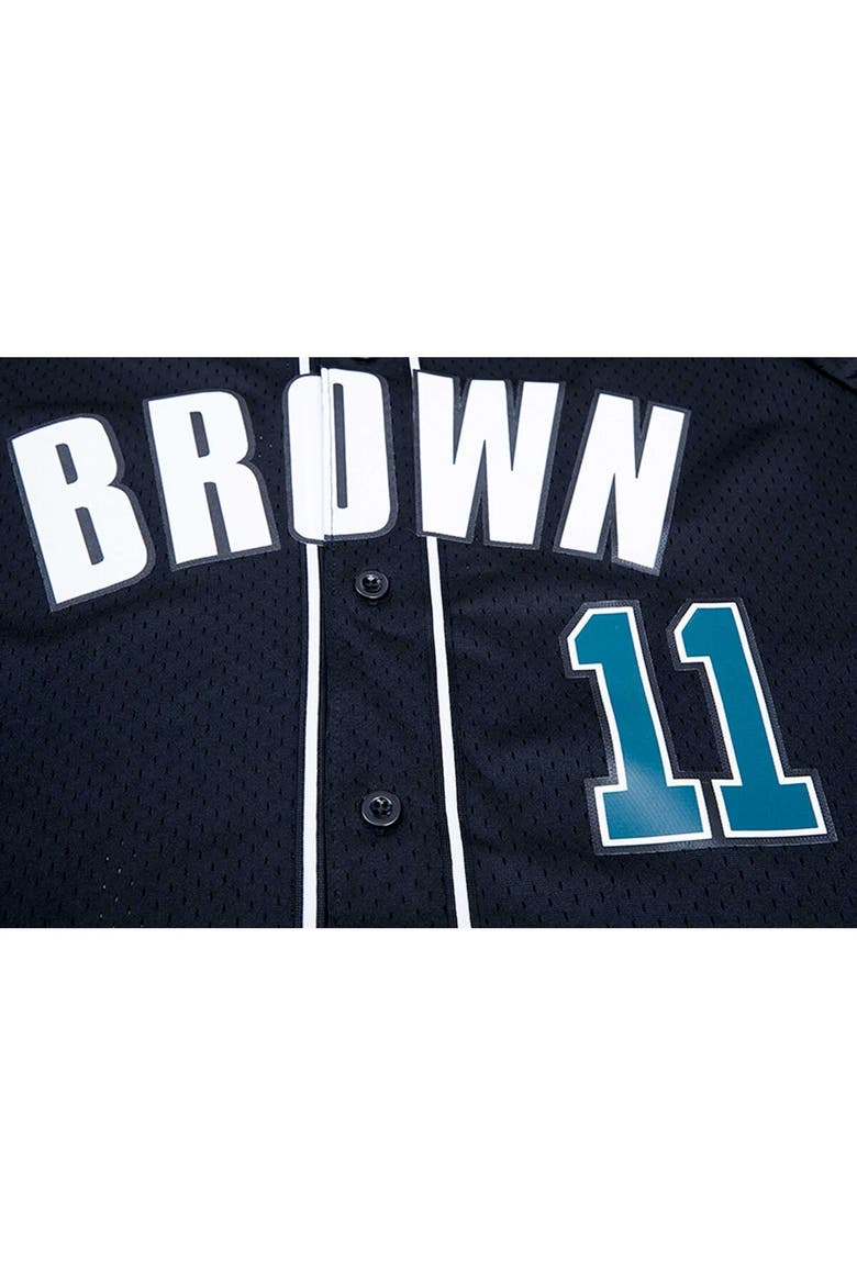 Men's Pro Standard A.J. Brown Black Philadelphia Eagles Mesh Baseball Button-Up T-Shirt, Alternate, color, Black