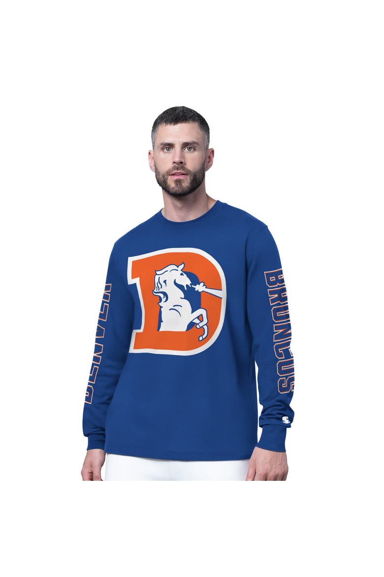 Men's Starter Royal Denver Broncos Clutch Hit II Vintage Logo Long-Sleeve T-Shirt, Main, color, Royal