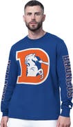 STARTER Men's Starter Royal Denver Broncos Clutch Hit II Vintage Logo Long-Sleeve T-Shirt