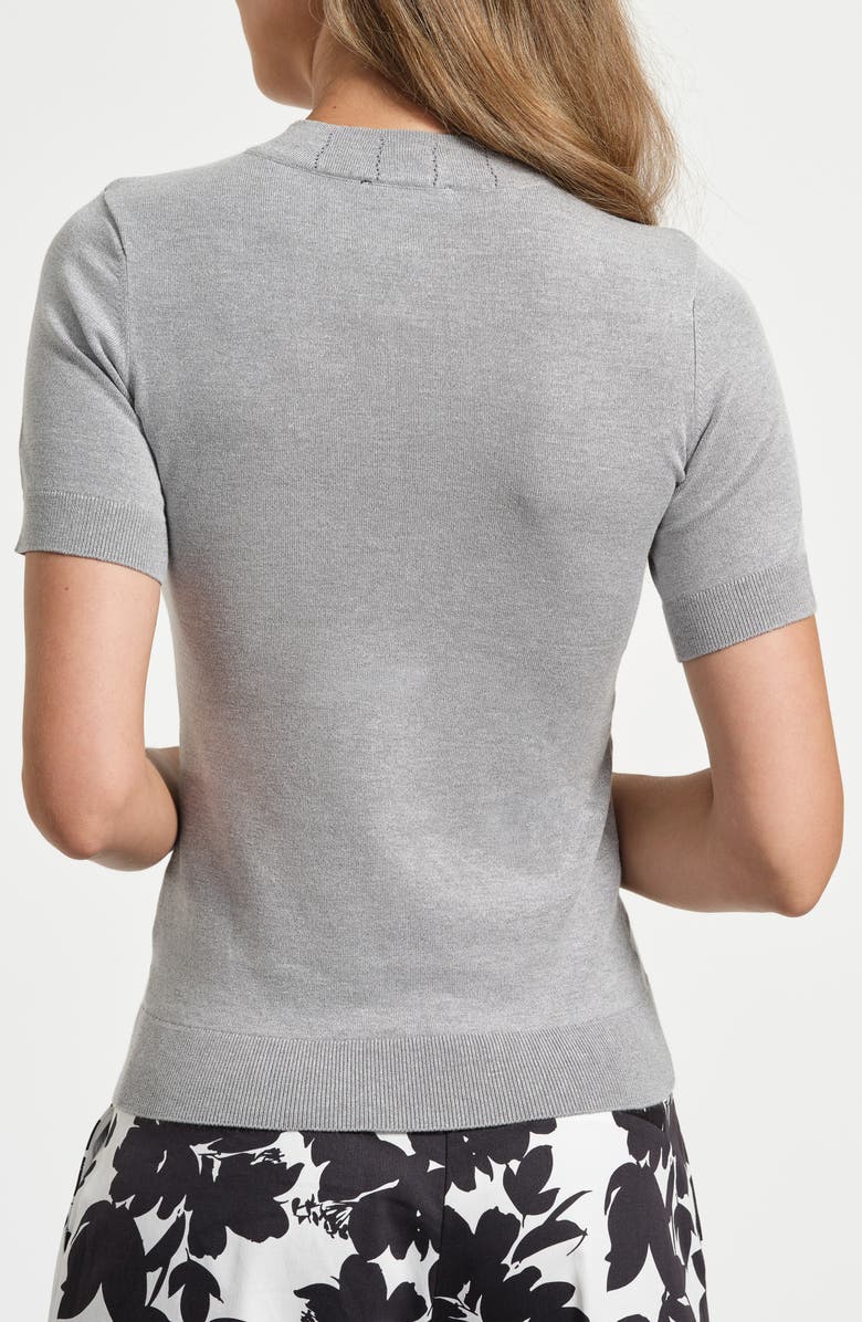 Isaac Mizrahi New York Mock Neck Short Sleeve Sweater, Alternate, color, Heather Grey