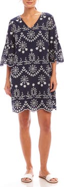Karen Kane Eyelet Embroidered Sleeveless Tiered Cotton Dress