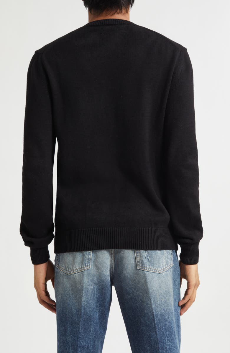 AMIRI Arts District Embroidered Cotton Crewneck Sweater, Alternate, color, Black