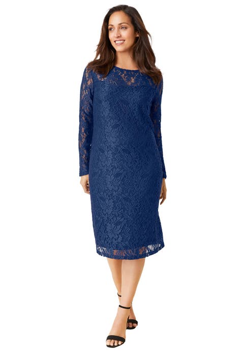 Stretch Lace Shift Dress (Plus Available)