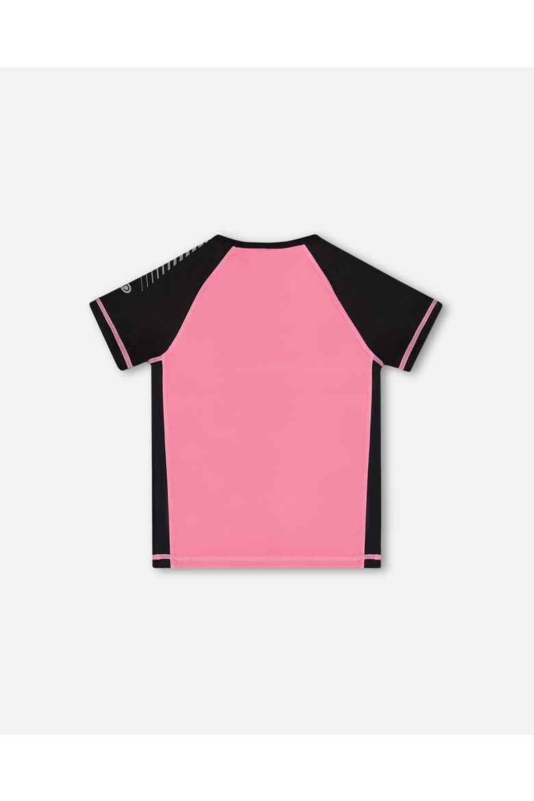 Girl's Printed Short Sleeve Athletic Top Pink With Butterflies, Alternate, color, Pink And Butterflies Printed