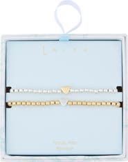 Leith Set of 2 Bead Heart Bracelets