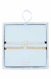 Leith Set of 2 Bead Heart Bracelets