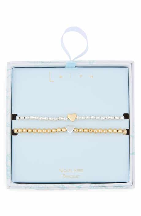 Leith Set of 2 Bead Heart Bracelets