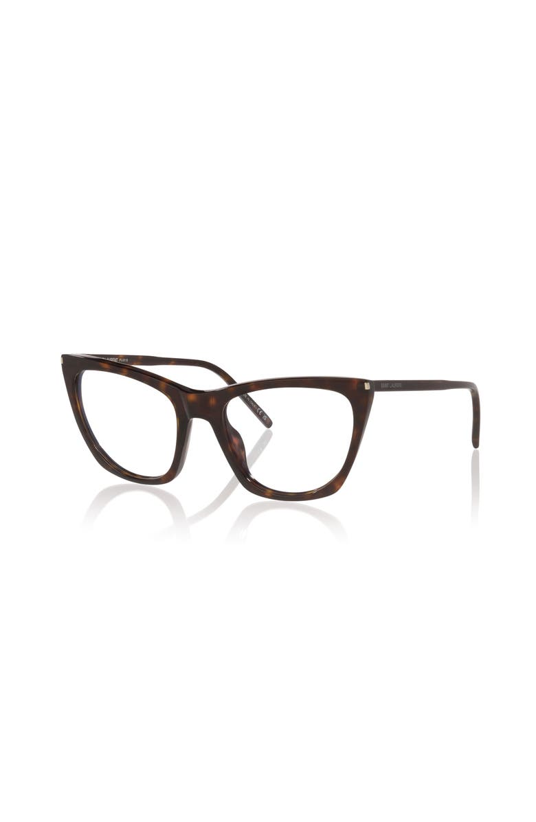 Saint Laurent 55mm Cat Eye optical glasses, Main, color, Tortoise