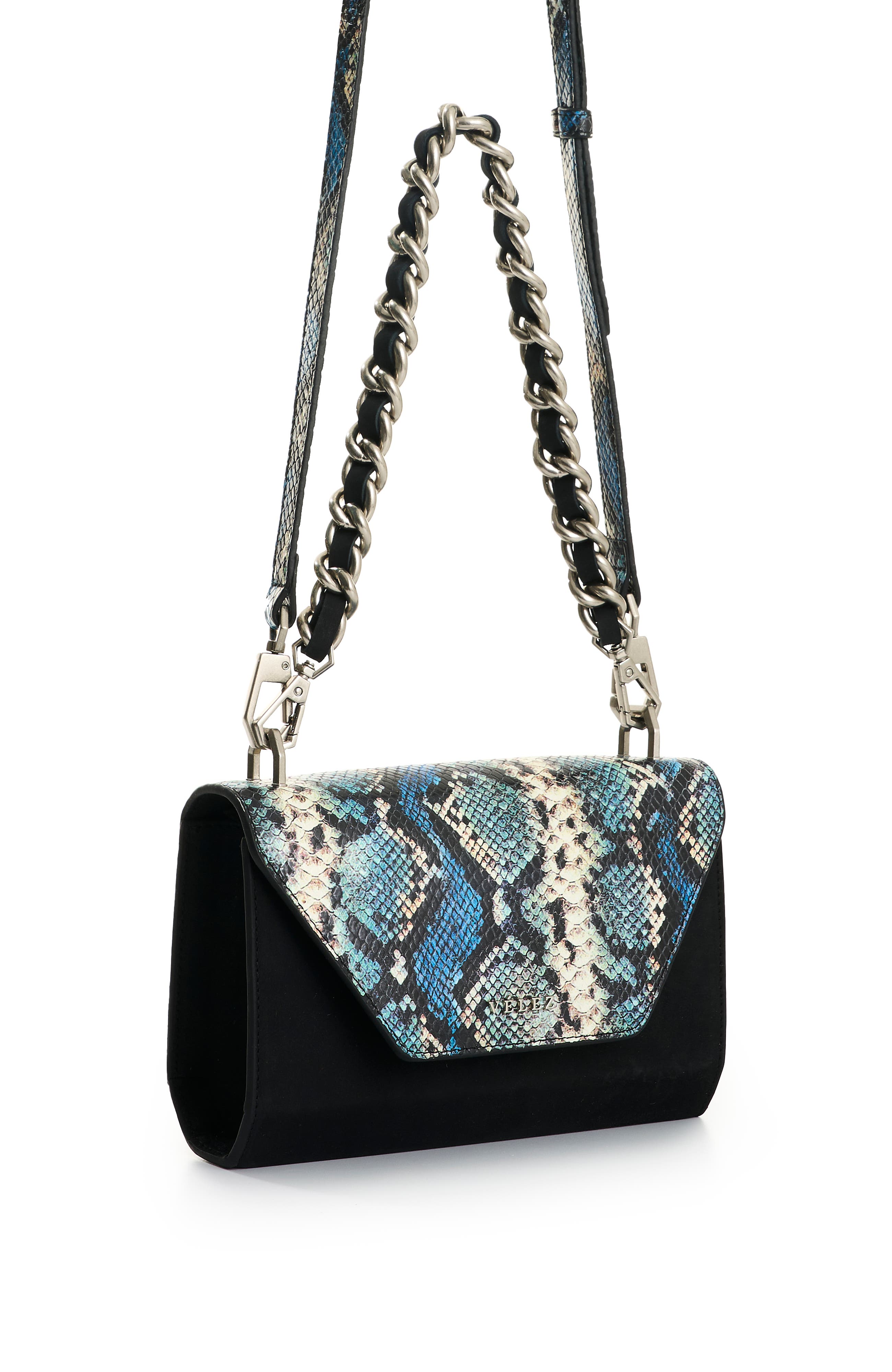 Velez Lili Two Foil Leather Crossbody Bag, Alternate, color, Blue